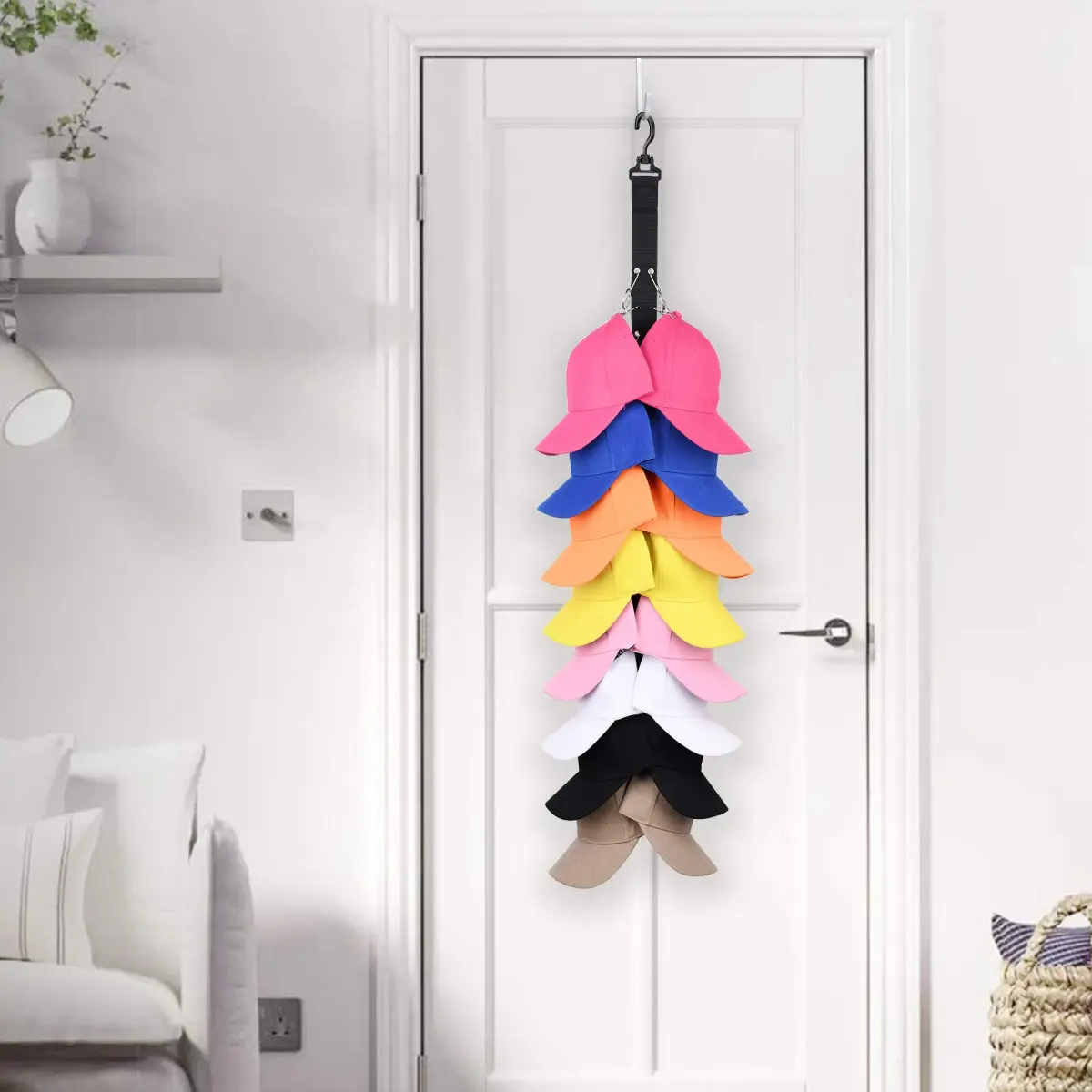 LEVOSHUA Hanging Cap Organizer 16 Baseball Cap Rack Holder | Stores 16 Hats - view 4