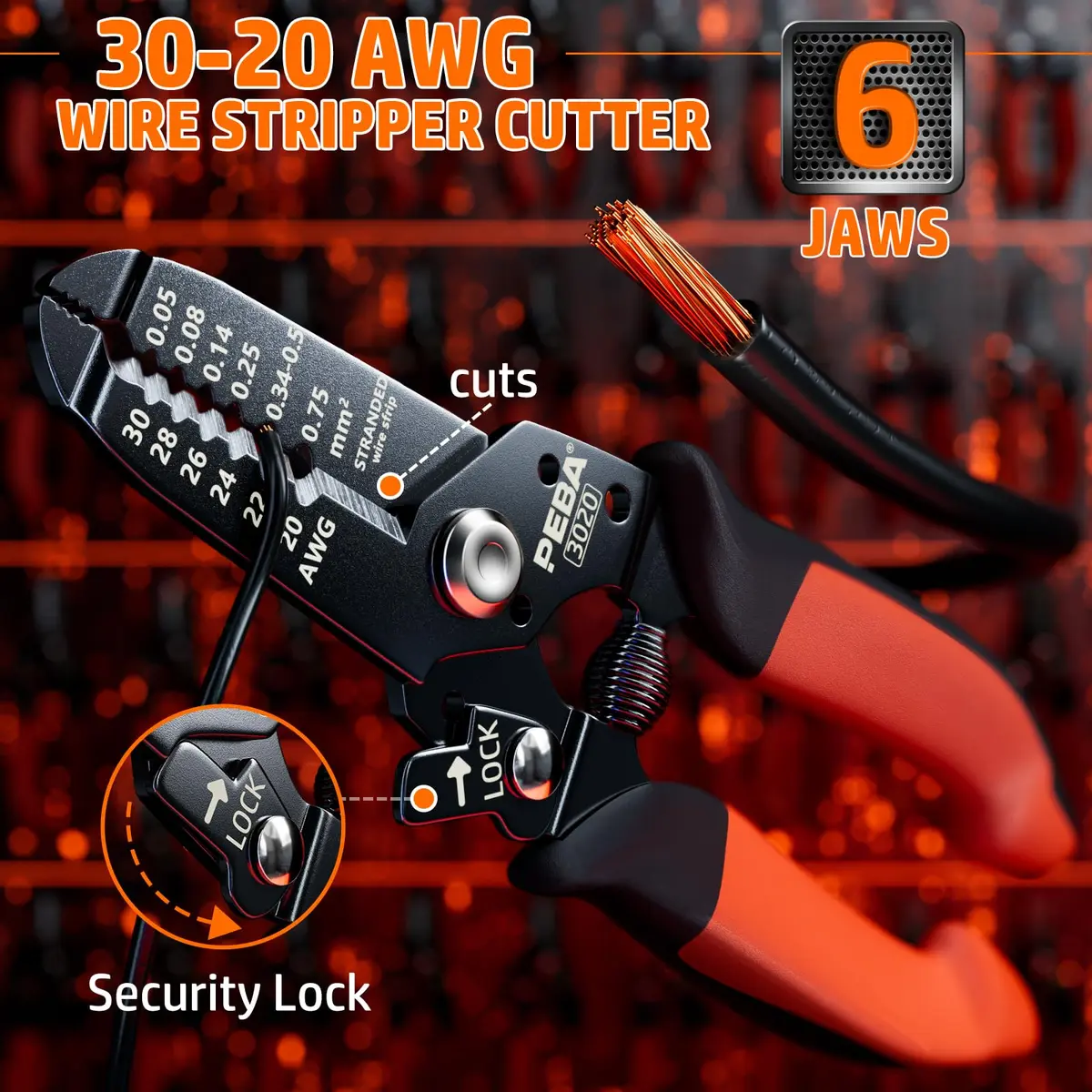 PEBA Ratchet Crimping Tool Kit with Wire Stripper & 26 Types of Connectors | AWG 32-20 (0.03-0.5mm²) - view 7