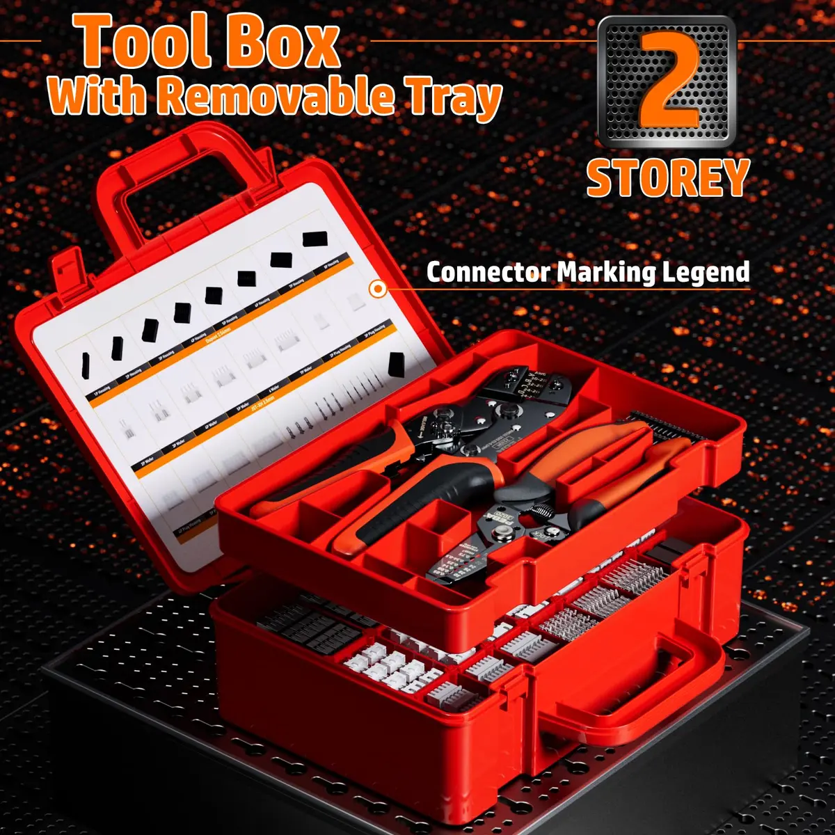 PEBA Ratchet Crimping Tool Kit with Wire Stripper & 26 Types of Connectors | AWG 32-20 (0.03-0.5mm²) - view 8