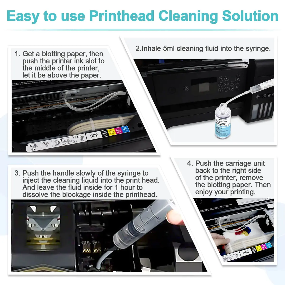 Absonic Inkjet Printer Cleaning Kit 100mL | Universal Printhead Nozzle Cleaner for Epson, HP, Canon - view 5