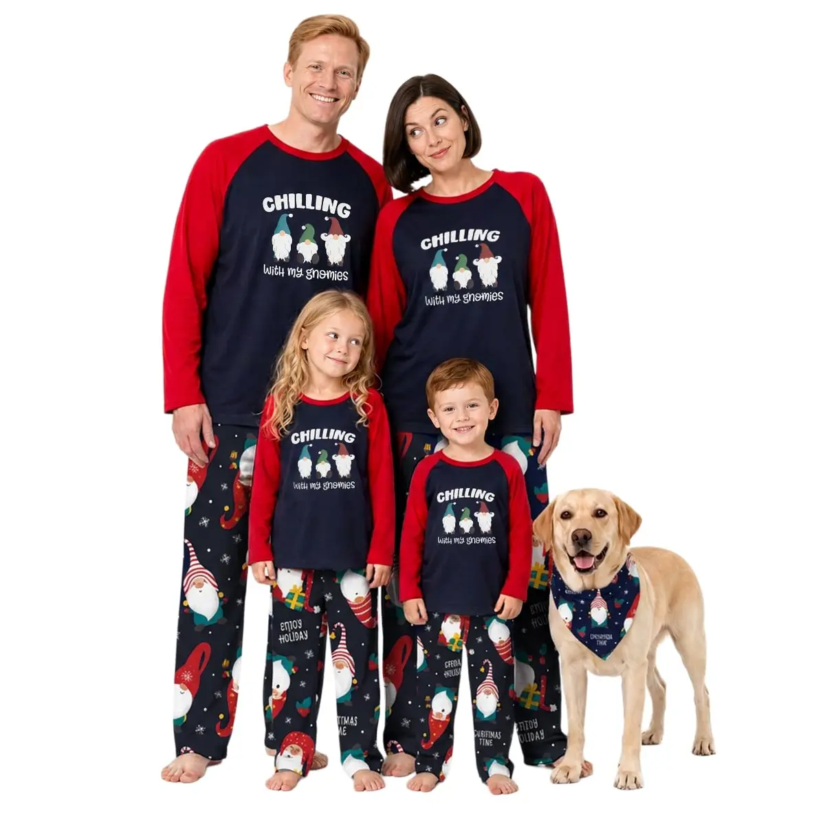 IFFEI Family Christmas Pajamas Matching Sets with Elf Tops Blue 4-5 Years | Festive Family Sleepwear - main product image