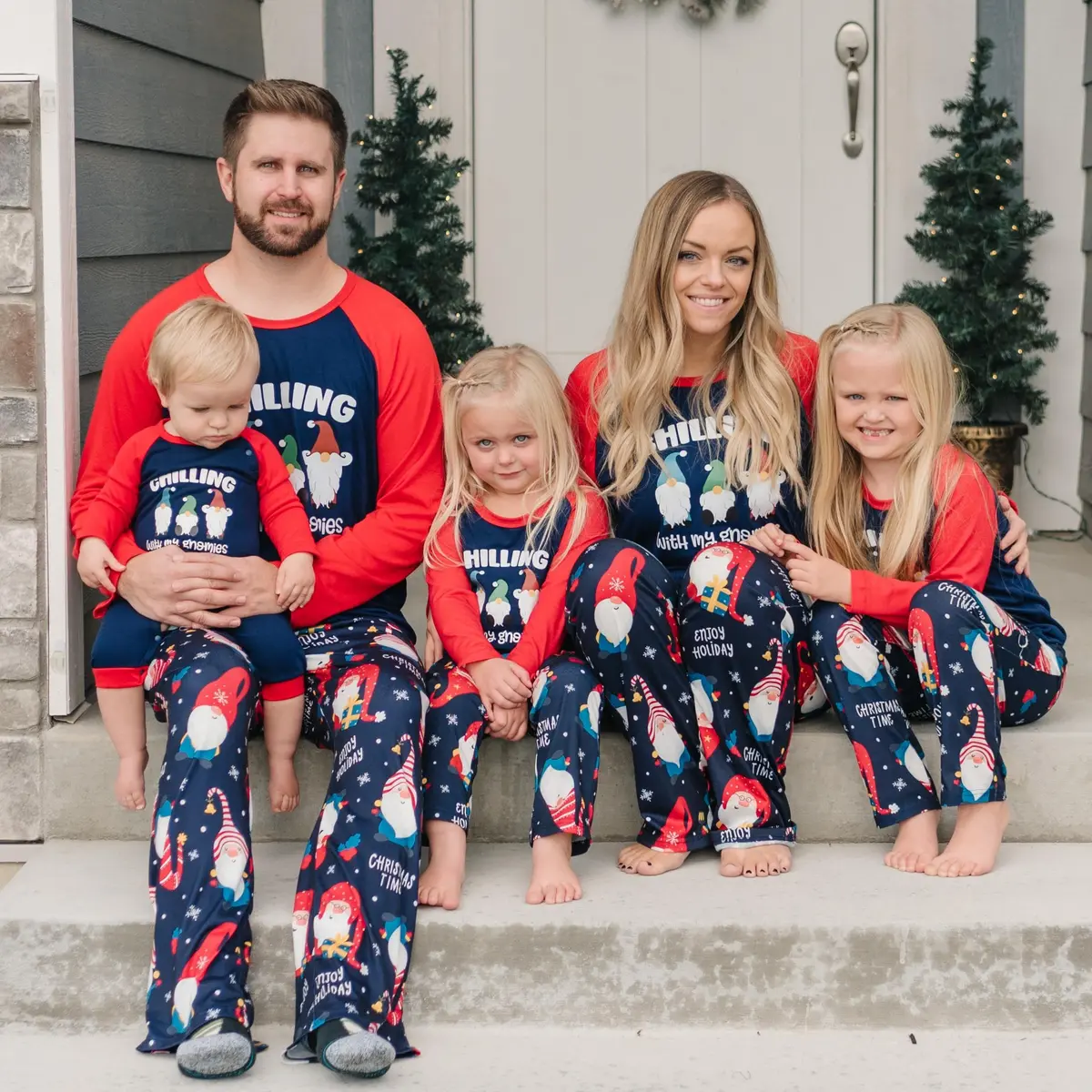IFFEI Family Christmas Pajamas Matching Sets with Elf Tops Blue 4-5 Years | Festive Family Sleepwear - view 2