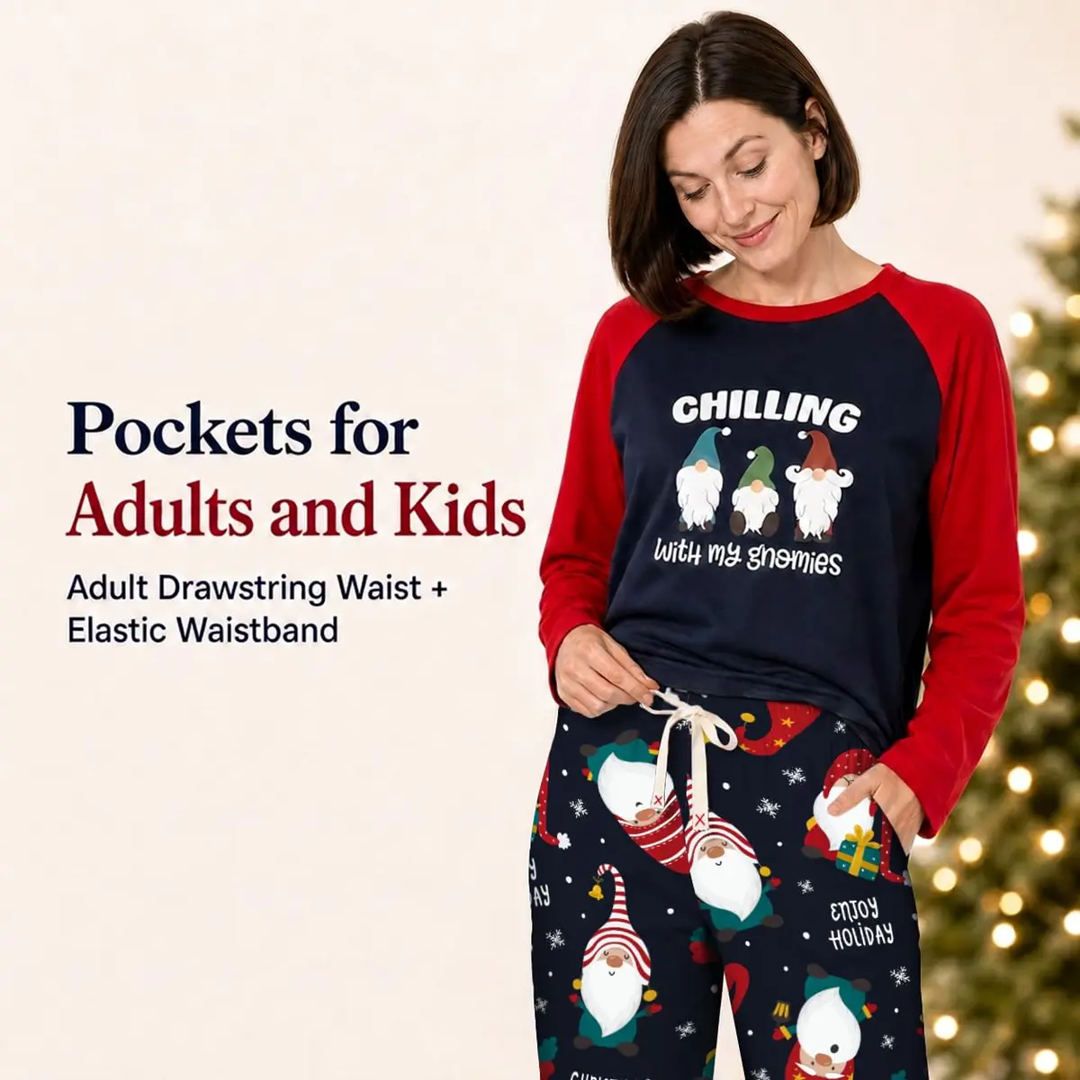 IFFEI Family Christmas Pajamas Matching Sets with Elf Tops Blue 4-5 Years | Festive Family Sleepwear - view 3