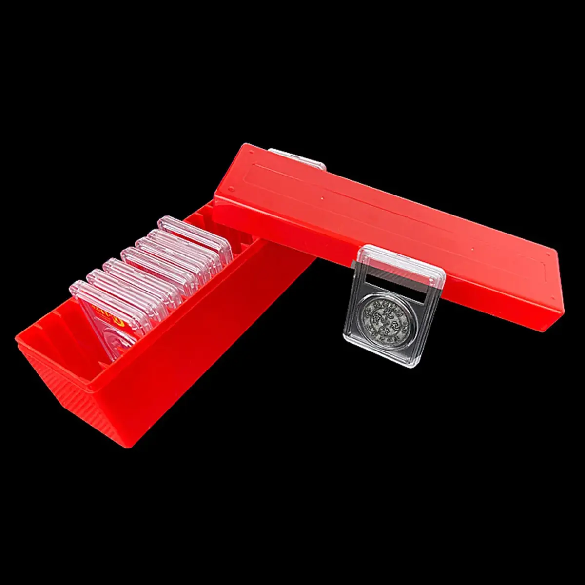 Ettonsun 20-Slot Coin Slab Storage Box Red | Holds NGC, PCGS, PMG Slabs | 26.4 cm (10.4") Red - view 5