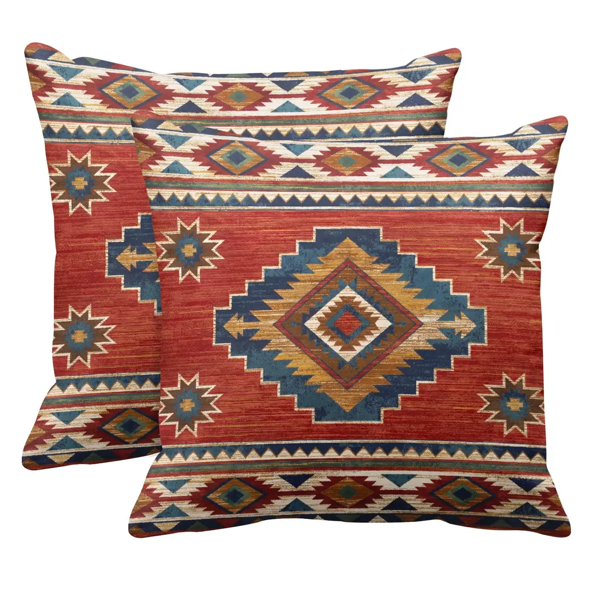 Britimes Throw Pillow Covers Set of 2, 18 x 18 Inch | Geometric Aztec Velvet Decor - main product image
