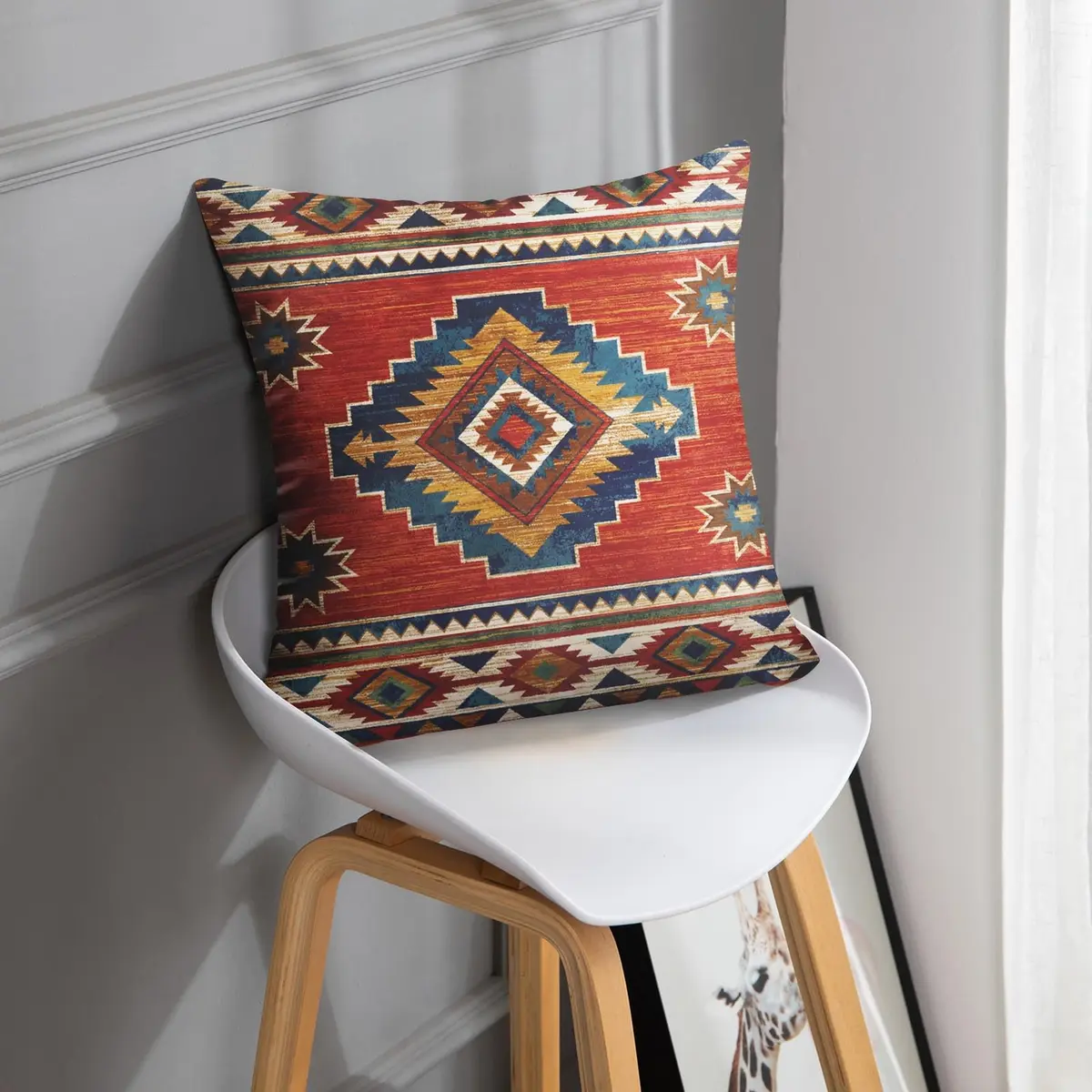 Britimes Throw Pillow Covers Set of 2, 18 x 18 Inch | Geometric Aztec Velvet Decor - view 2