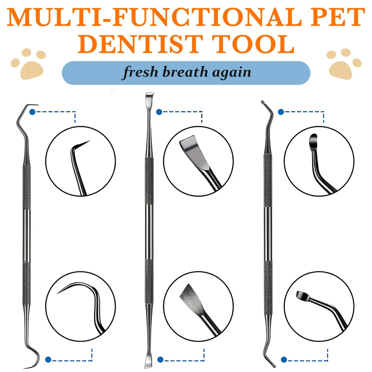Hotop Dog Tooth Scaler Scraper Dental Tool Stainless Steel,Black | Pet Dental Care for Dogs - view 4