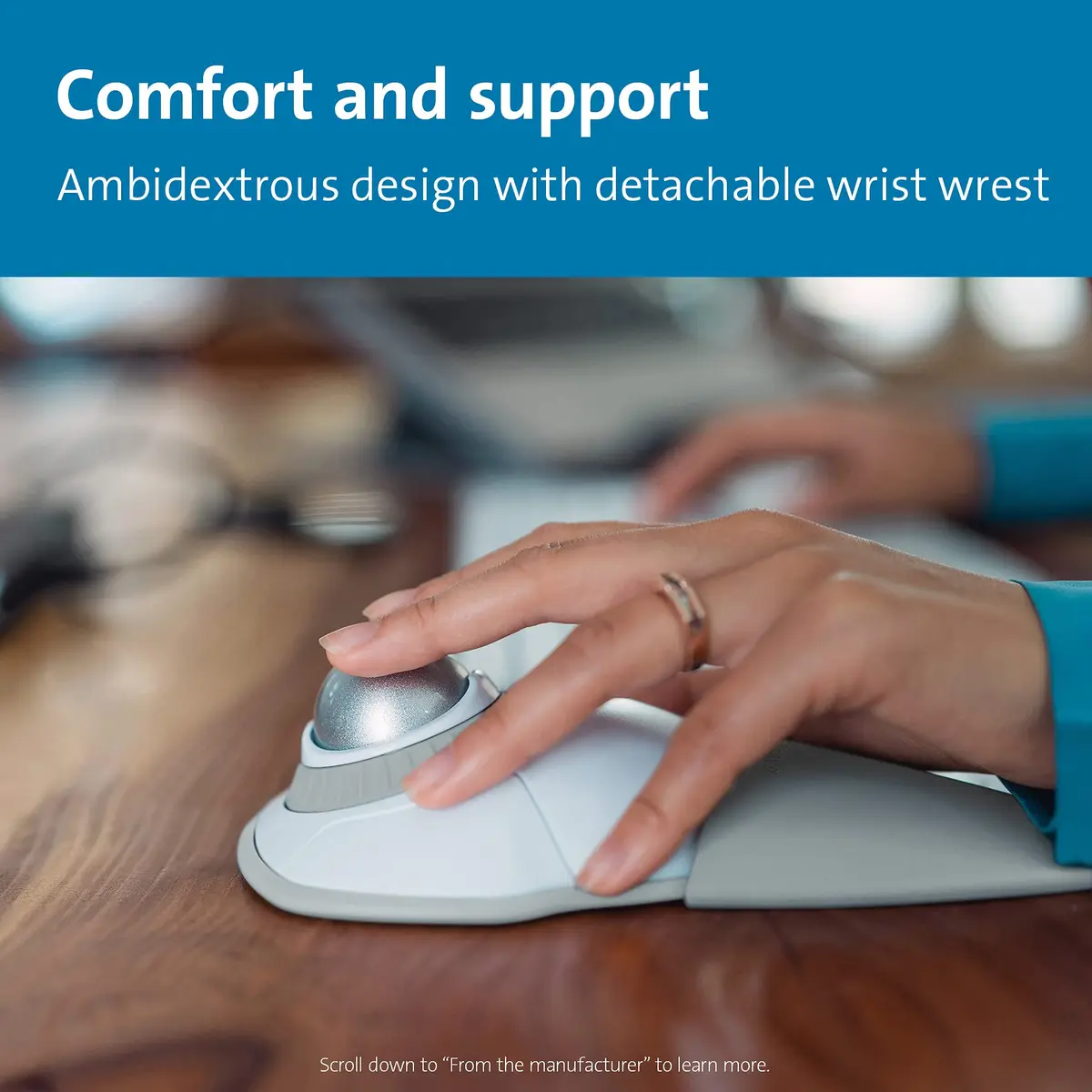 Kensington Orbit Wireless Trackball with Scroll Ring - White (K70991WW) | Ambidextrous, 4 DPI, Bluetooth & 2.4 GHz - view 5