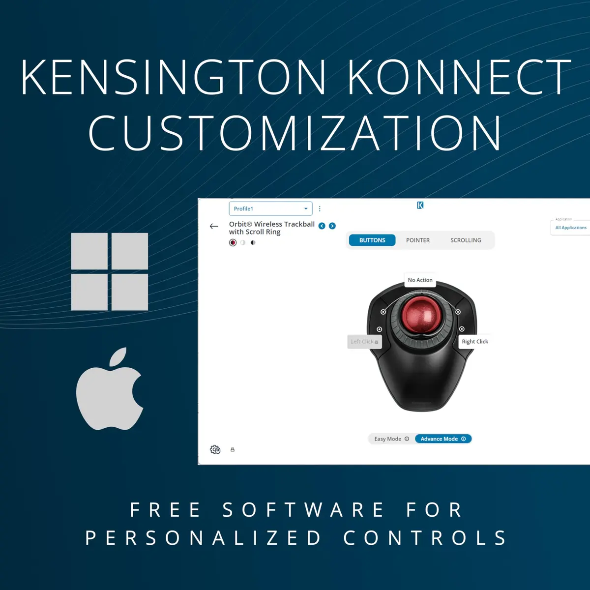 Kensington Orbit Wireless Trackball with Scroll Ring - Black-Red (K70990WW) | 18.8cm x 14.2cm x 8.9cm - view 5