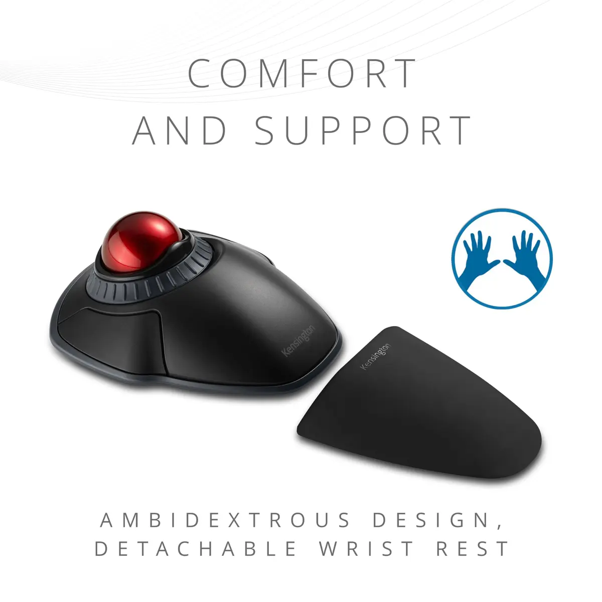 Kensington Orbit Wireless Trackball with Scroll Ring - Black-Red (K70990WW) | 18.8cm x 14.2cm x 8.9cm - view 6
