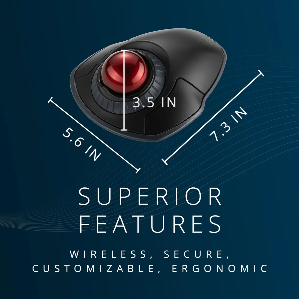Kensington Orbit Wireless Trackball with Scroll Ring - Black-Red (K70990WW) | 18.8cm x 14.2cm x 8.9cm - view 7