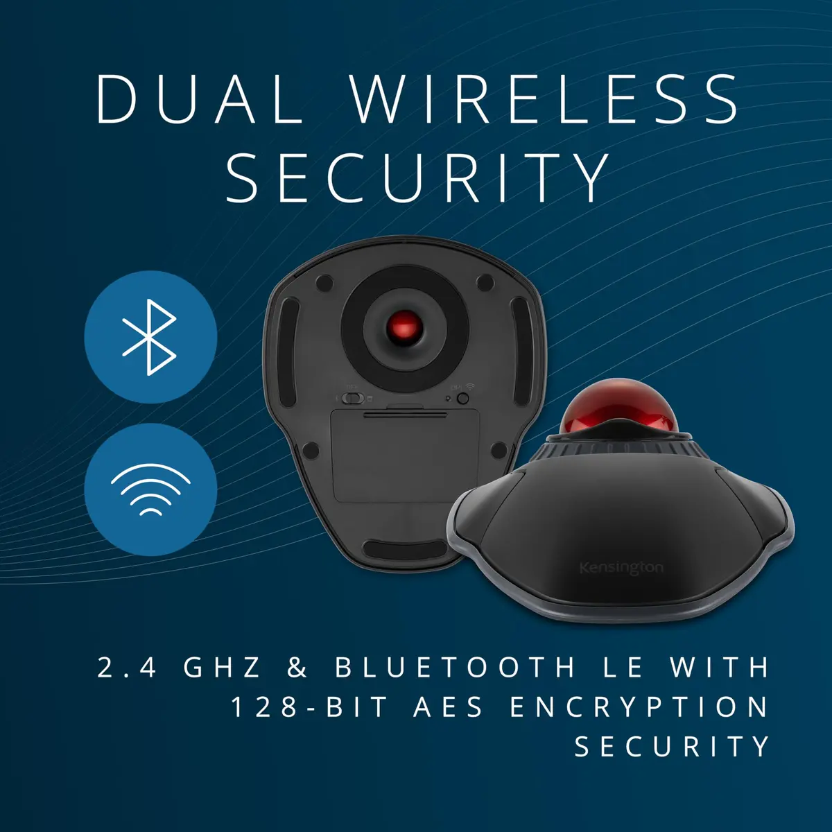 Kensington Orbit Wireless Trackball with Scroll Ring - Black-Red (K70990WW) | 18.8cm x 14.2cm x 8.9cm - view 3