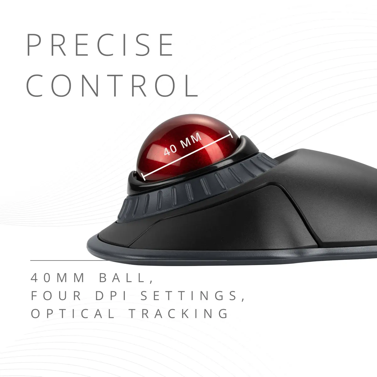 Kensington Orbit Wireless Trackball with Scroll Ring - Black-Red (K70990WW) | 18.8cm x 14.2cm x 8.9cm - view 4