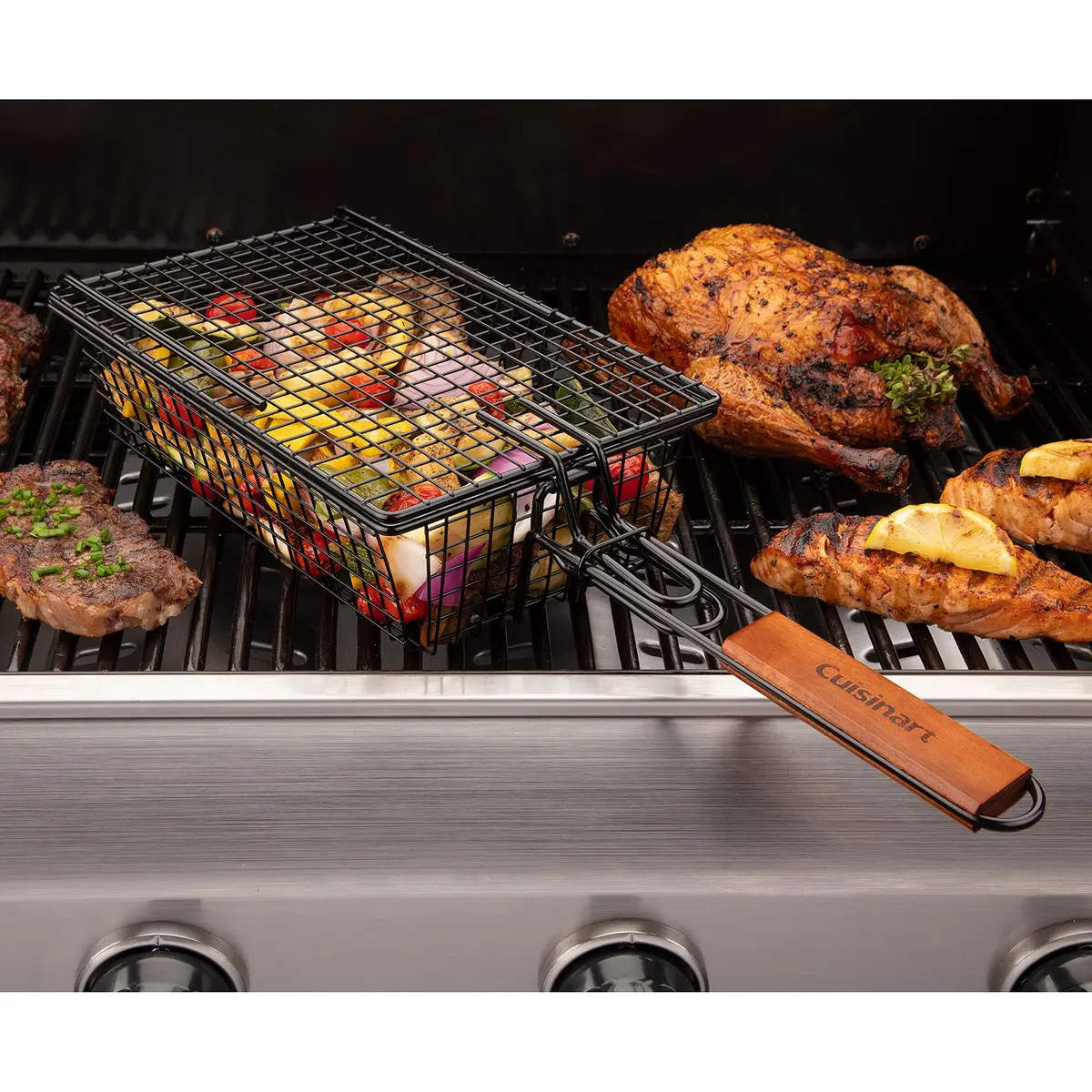 Cuisinart CNTB-555 Non-Stick Grilling Basket with Foldable Handle | Grills Small Foods Without Skewers - view 7