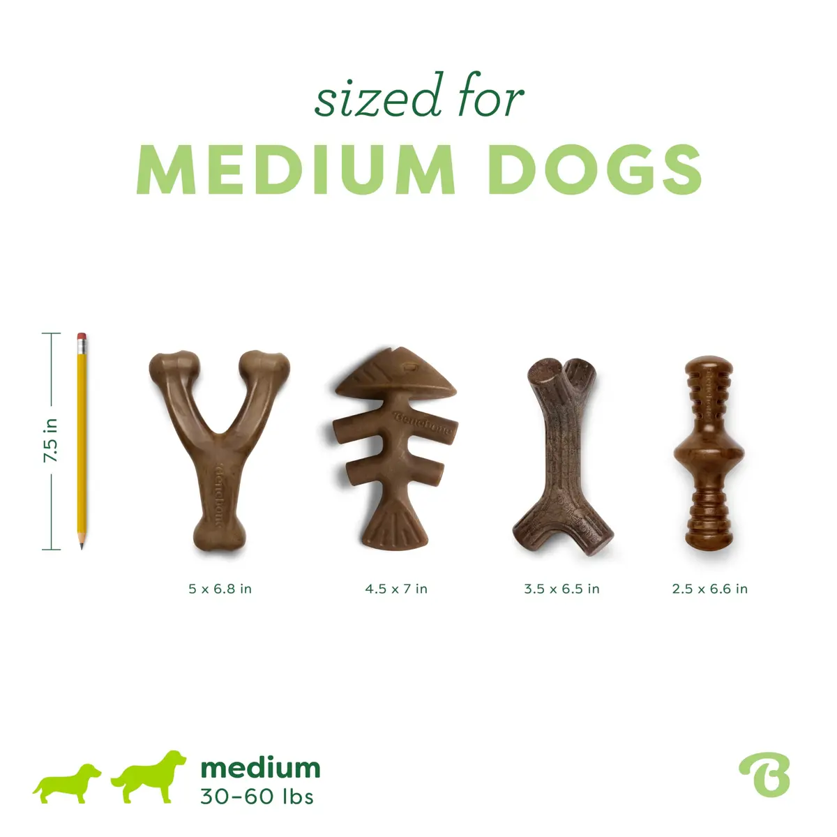 Benebone Medium 4-Pack Dog Chew Toys for Aggressive Chewers Under 60 lbs | Real Bacon Flavor - view 4