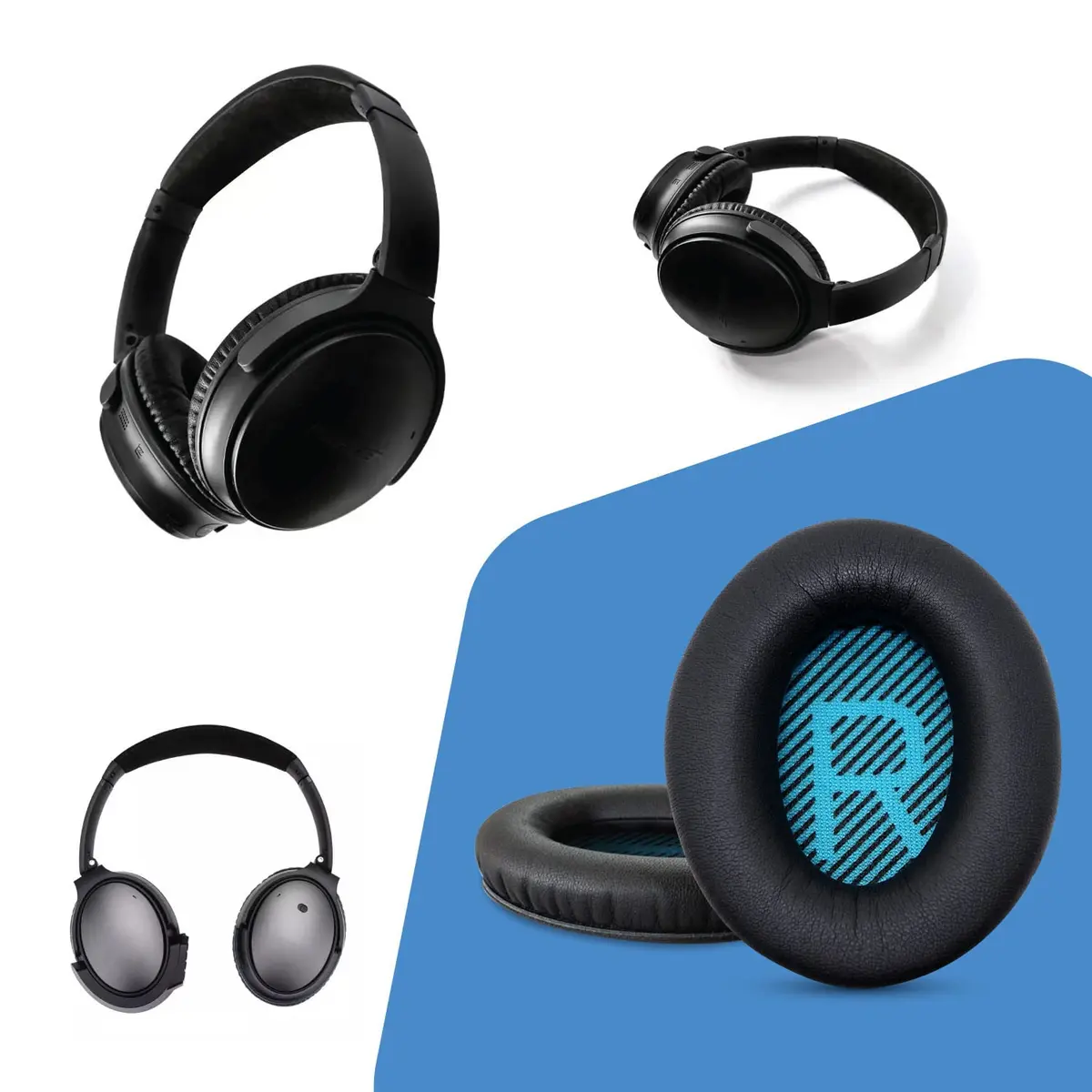 ElloGear Blue Headphone Ear Pad Replacement for Bose QC25 & More | Premium Leather & Memory Foam (1 Pack) - view 7