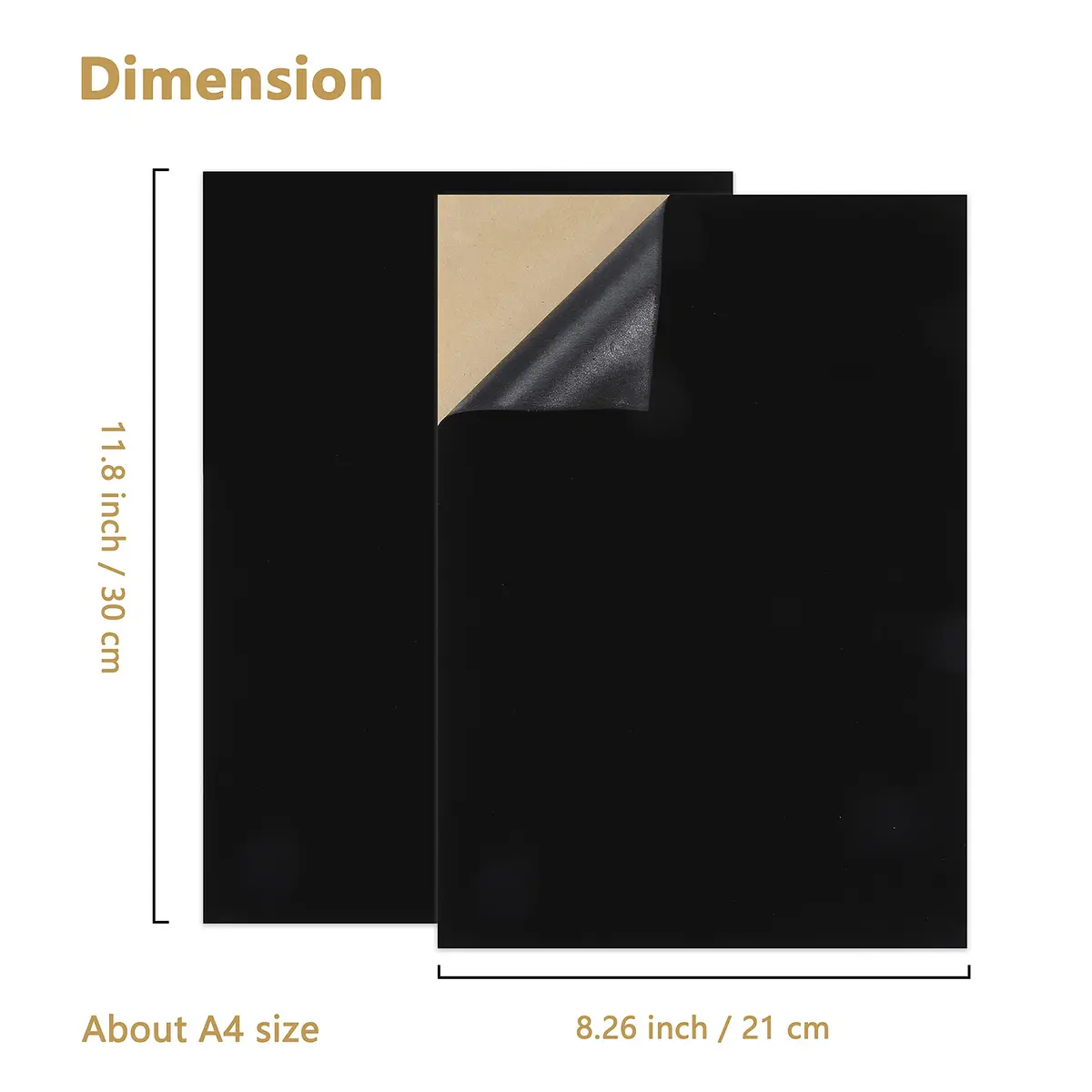 Caydo Black Self Adhesive Felt Sheets 12PCS 21 cm x 30 cm (8.3" x 11.8") | Soft Velvet Fabric for Crafts - view 2