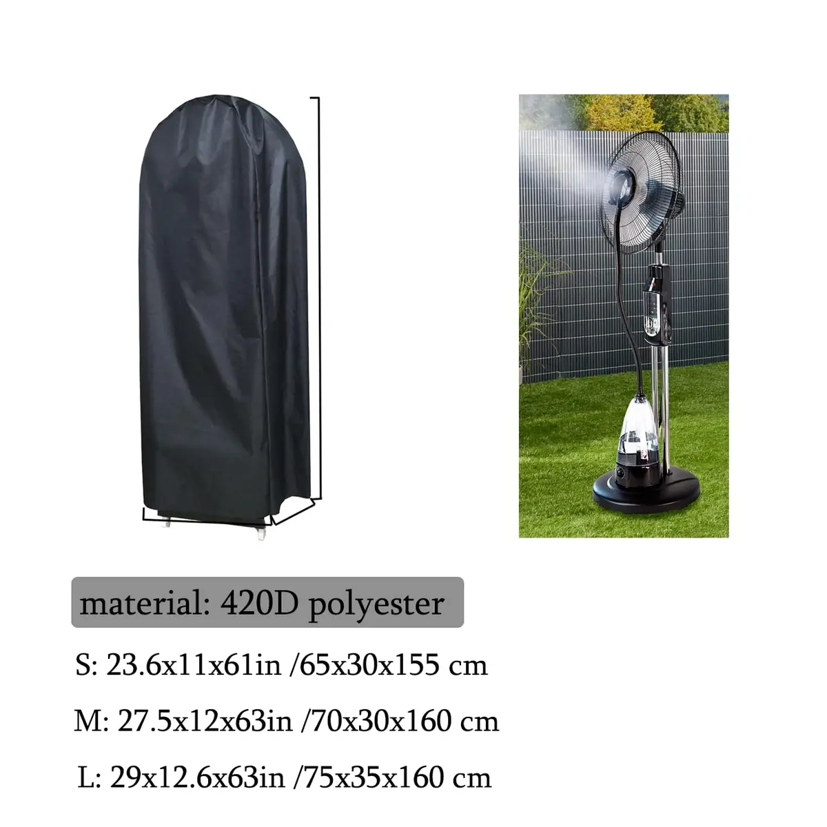J&C Waterproof Fan Cover Heavy Duty 23.6x11x61in | Industrial Dustproof & Easy to Clean - view 6