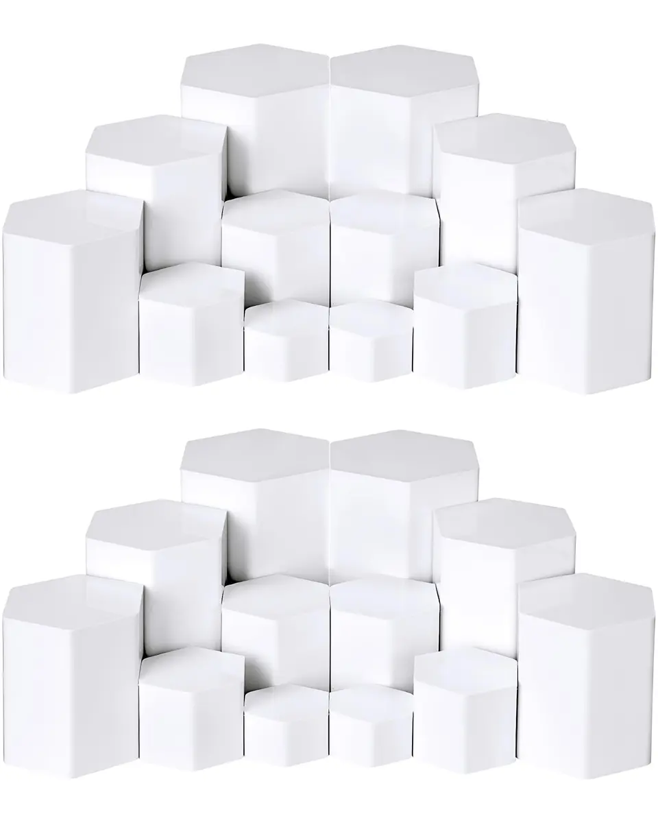 Jetec White Hexagonal Jewelry Display Risers Acrylic Stands Set of 6 | Classic Elegant Design for Home & Retail - main product image