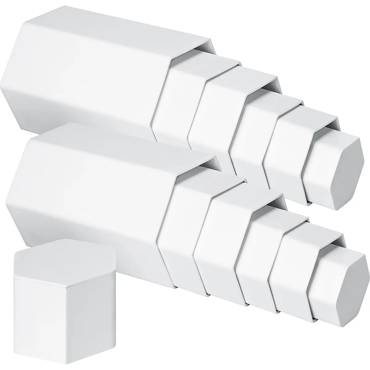 Jetec White Hexagonal Jewelry Display Risers Acrylic Stands Set of 6 | Classic Elegant Design for Home & Retail - view 3