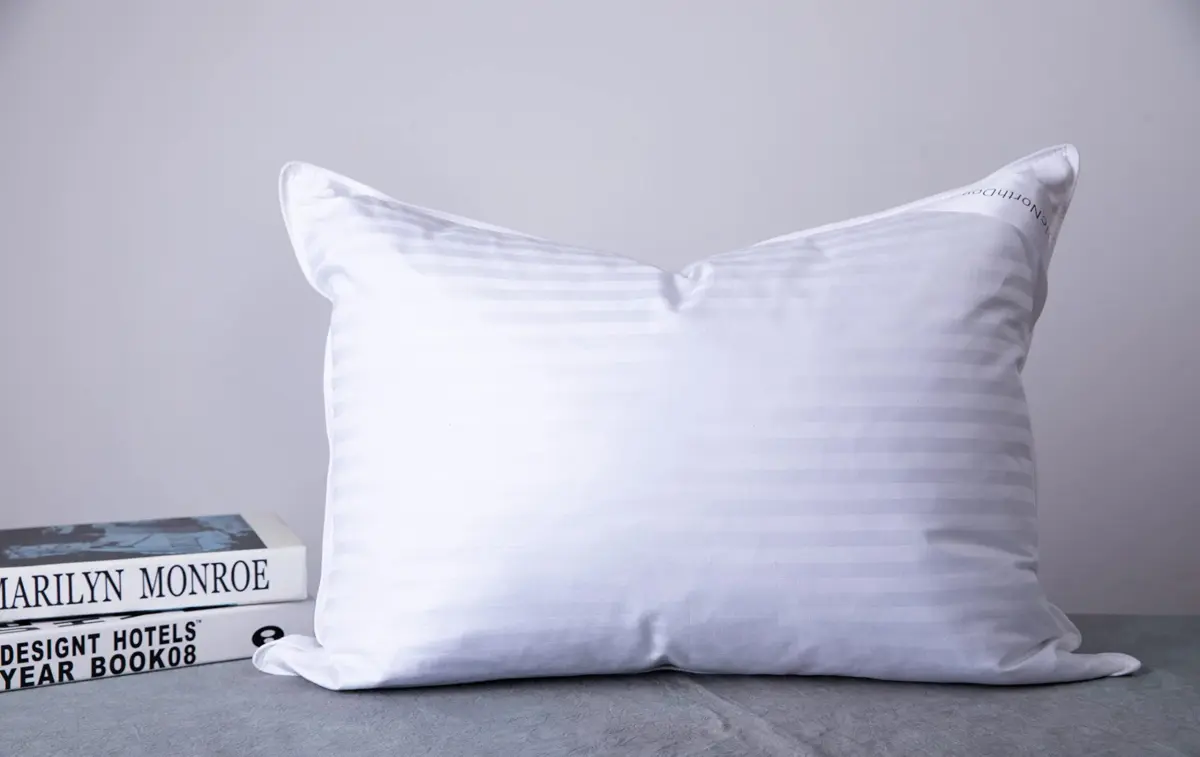 ArcticNorthDown Goose Down Feather Bed Pillows Hotel Collection Queen Pair Pillows Stripe White 51cm x 76cm (20"x30") | Luxury Cotton Cover & Gentle Neck Support - view 2