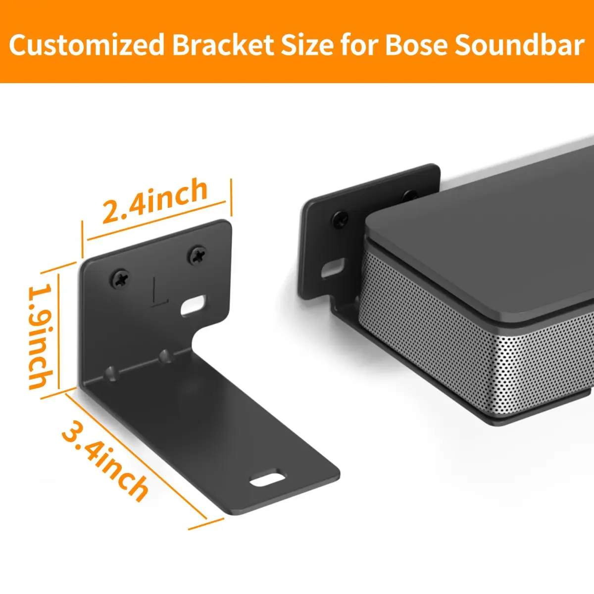 tiebutie Soundbar Wall Mount for Bose WB-300 SoundTouch 300 Smart Soundbar | Stainless Steel Bracket with Hardware Kit - view 4