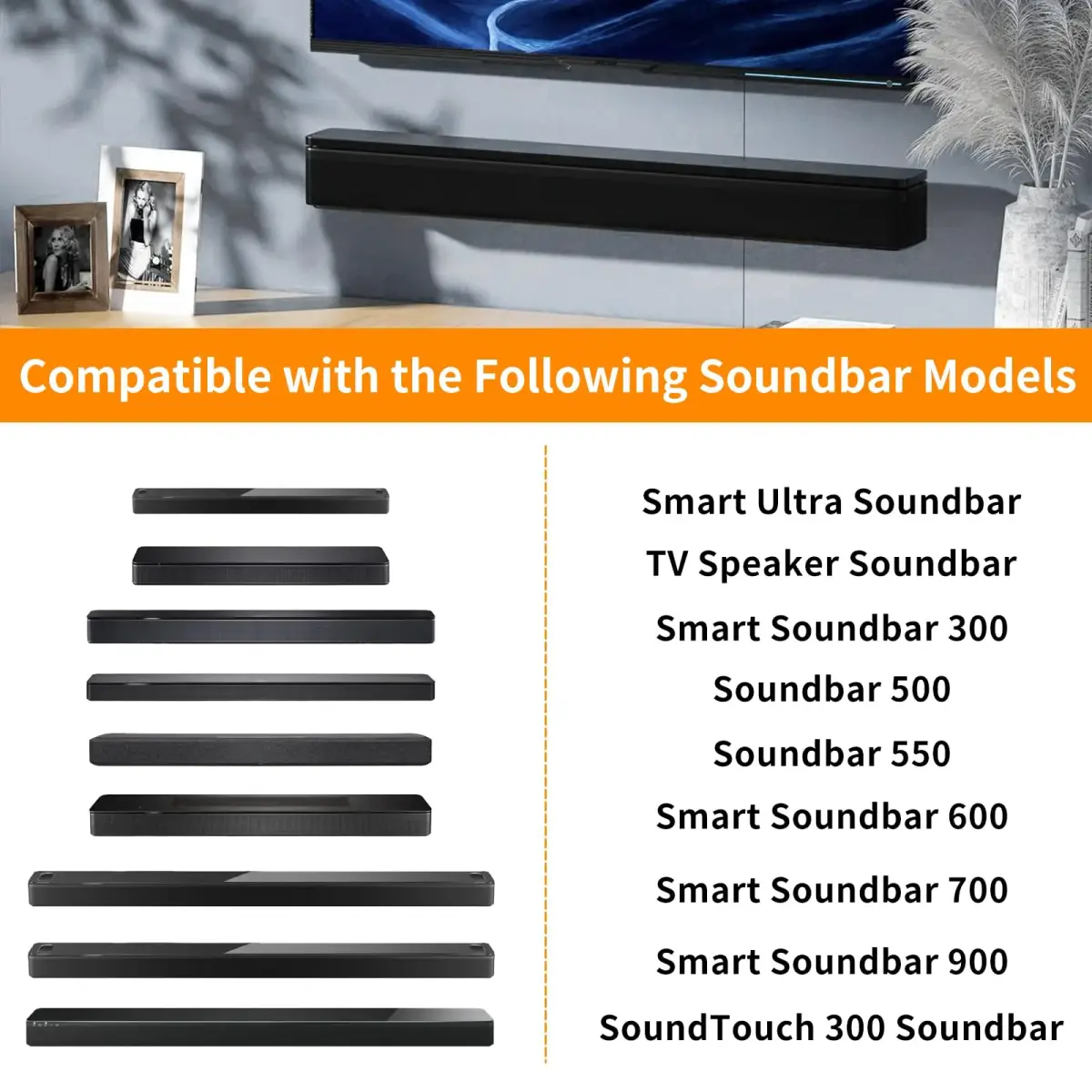 tiebutie Soundbar Wall Mount for Bose WB-300 SoundTouch 300 Smart Soundbar | Stainless Steel Bracket with Hardware Kit - view 2