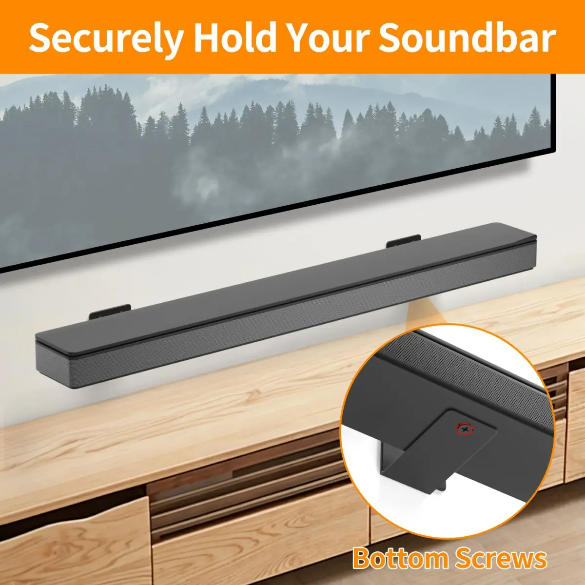 tiebutie Soundbar Wall Mount for Bose WB-300 SoundTouch 300 Smart Soundbar | Stainless Steel Bracket with Hardware Kit - view 3