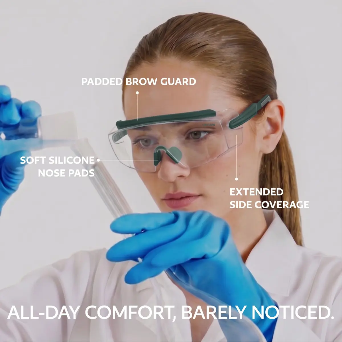 UKNOW Safety Goggles Over Glasses, Anti Fog Safety Glasses with Clear Wraparound Lens, ANSI Z87.1 Protective Eyewear - view 6
