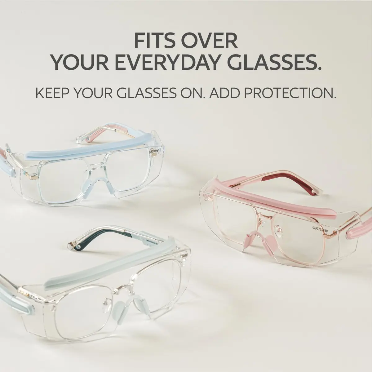 UKNOW Safety Goggles Over Glasses, Anti Fog Safety Glasses with Clear Wraparound Lens, ANSI Z87.1 Protective Eyewear - view 2