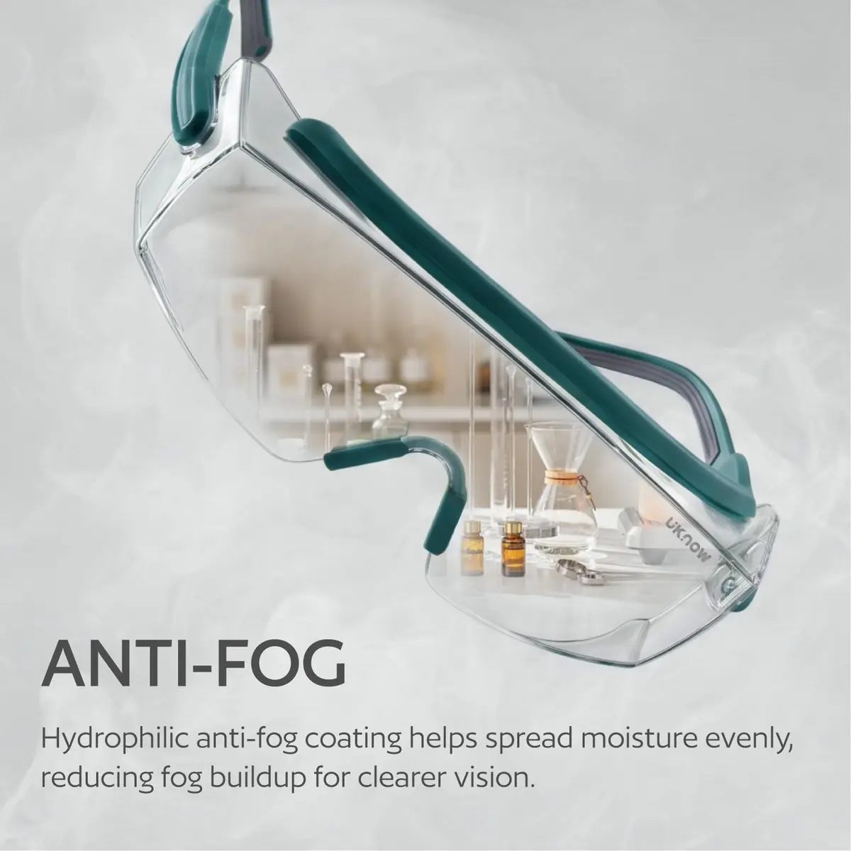 UKNOW Safety Goggles Over Glasses, Anti Fog Safety Glasses with Clear Wraparound Lens, ANSI Z87.1 Protective Eyewear - view 3