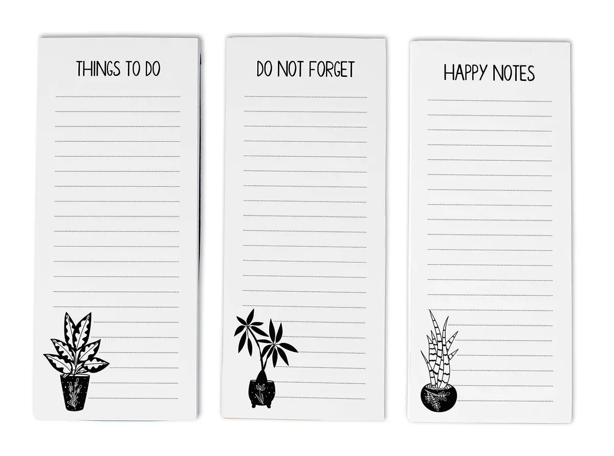 Inkdotpot Magnetic Fridge To-Do List Notepads 3-Pack | 50 Sheets Each, 21.9 cm x 9.6 cm (8.75" x 3.8") - main product image