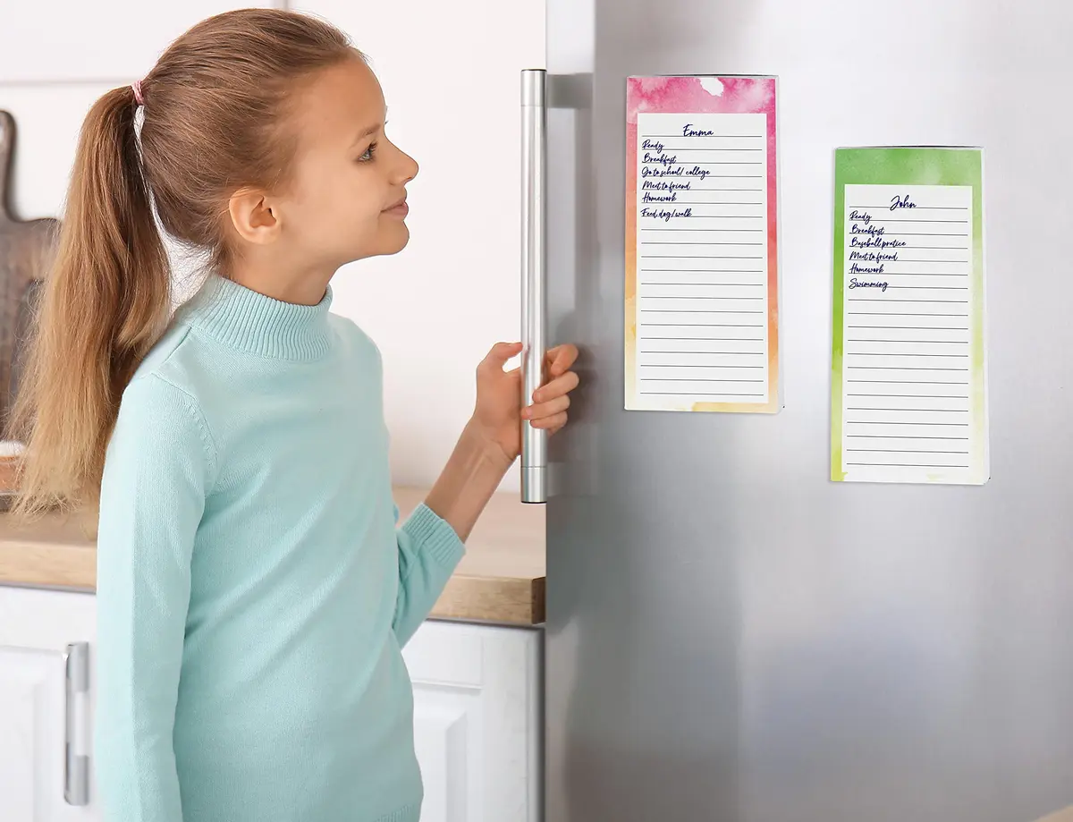 Inkdotpot Magnetic Fridge To-Do List Notepads 25.7cm (10.1" L) | Pack of 3, 50 Sheets Each, Rose Pink - view 3