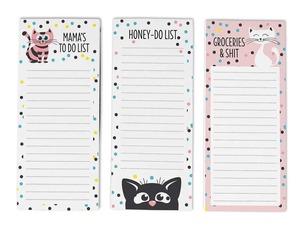 Inkdotpot Magnetic Fridge To-Do List Notepads 3-Pack | 21.9 cm x 9.6 cm (8.75" x 3.8") - main product image