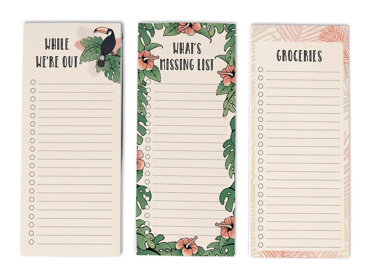 Inkdotpot Magnetic Fridge To-Do List Notepads 3-Pack | 21.9 cm x 9.6 cm (8.75" x 3.8") - 150 Sheets Total - main product image
