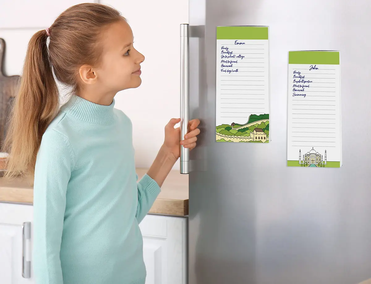 Inkdotpot Magnetic Fridge To-Do List Notepads 3-Pack | 50 Sheets Each, 20.25" x 3.8" Total - view 3