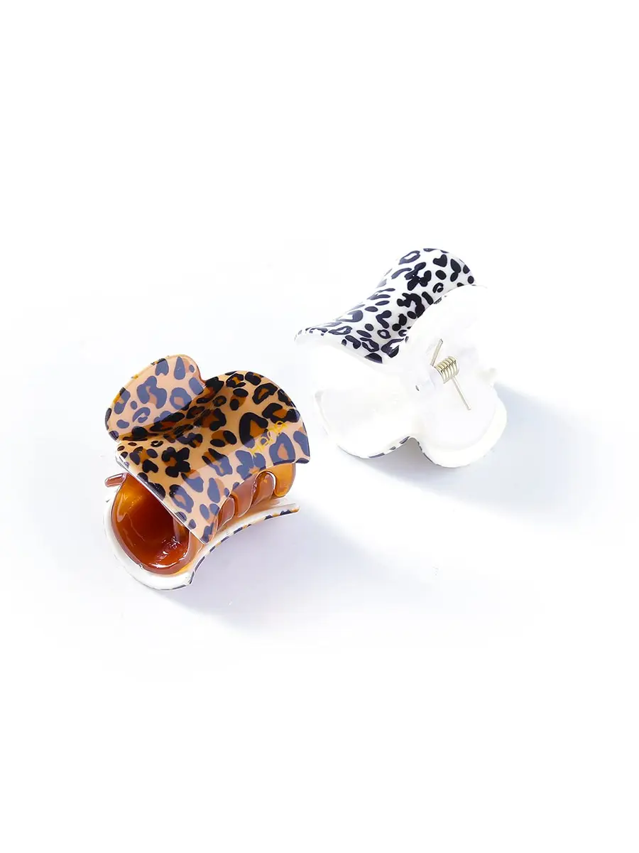 Yellow Chimes Medium Hair Claw Clips 3.5 cm (Pack of 6) | Leopard Print Acetate Hair Accessories - view 3