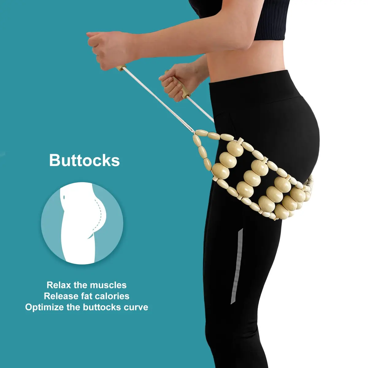 Deston Wooden Back Massager Roller Rope | Handheld Wooden Massage Tool for Back & Neck Relief - view 5