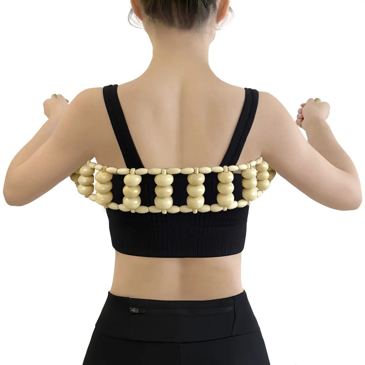 Deston Wooden Back Massager Roller Rope | Handheld Wooden Massage Tool for Back & Neck Relief - view 3