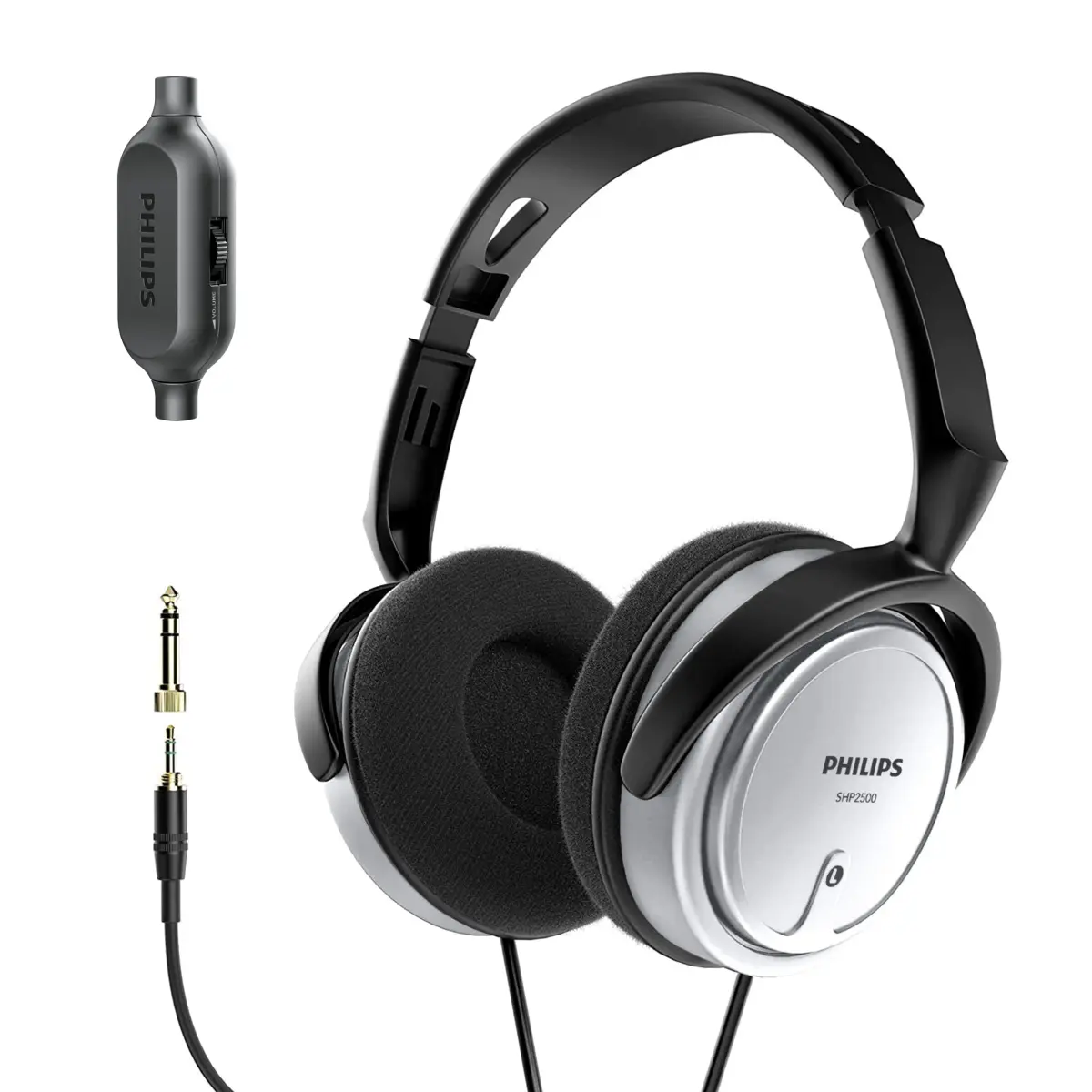 PHILIPS SHP2500 Over-Ear Wired Stereo Headphones 2m Cable | Studio Monitoring & Recording Headset with 6.3mm Adapter - main product image