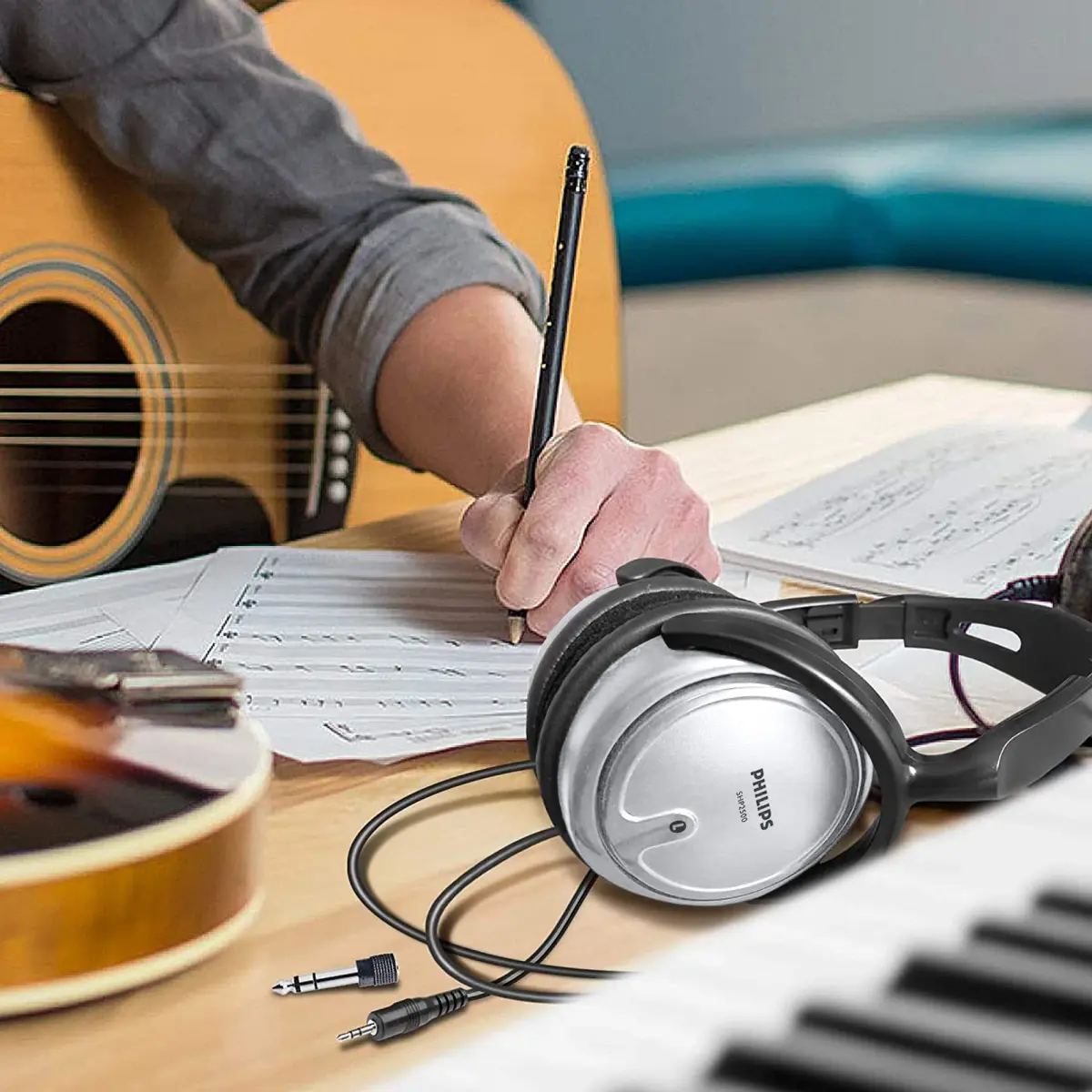 PHILIPS SHP2500 Over-Ear Wired Stereo Headphones 2m Cable | Studio Monitoring & Recording Headset with 6.3mm Adapter - view 3