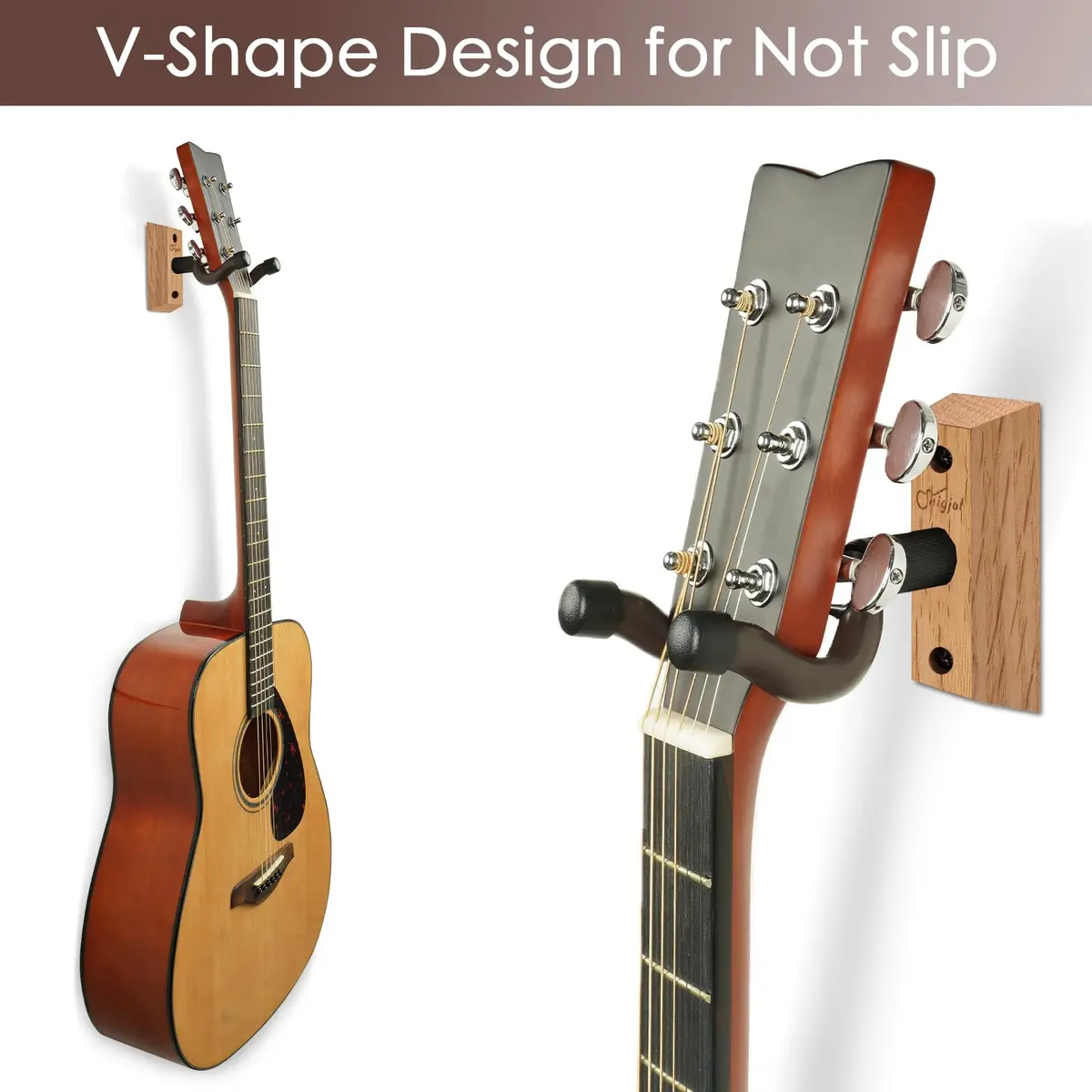 SNIGJAT Guitar Wall Mount 2 Pack, Rotatable Light Apricot Wood | Space-Saving, Versatile Display (70-120 chars) - view 3
