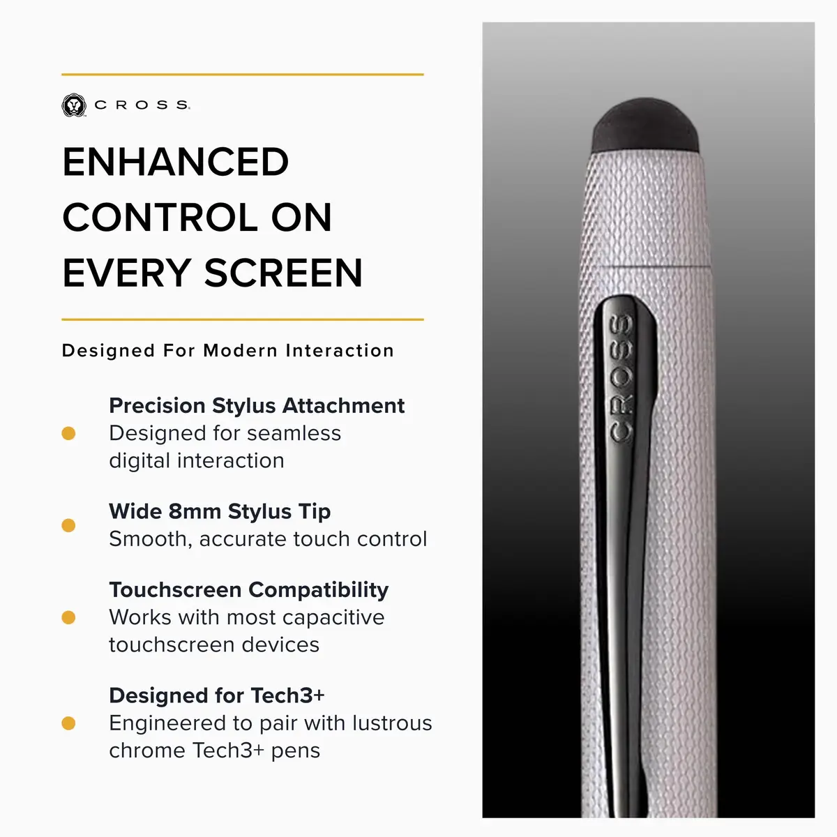 Cross Tech3+ Brushed Chrome Stylus Top Accessory, 8mm | Replacement Tip for Seamless Touchscreen Use - view 4