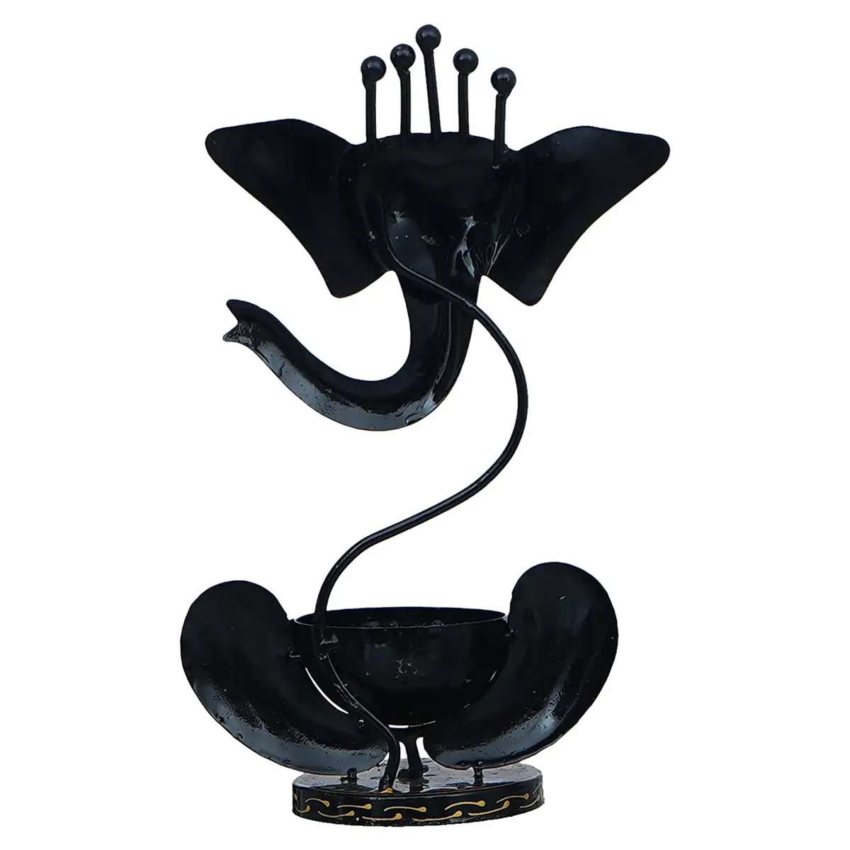 Discount ARA Ganesha Red Iron Tealight Candle Holder 28cm (11") | Handcrafted & Hand-painted for Home & Pooja - view 4