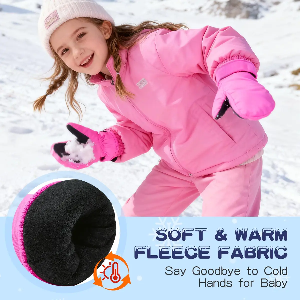 American Trends Toddler Snow Mittens for Boys & Girls, Waterproof Ski Mittens with 3M Thinsulate & Fleece Lining, Navy S (2-4 Years) - view 5