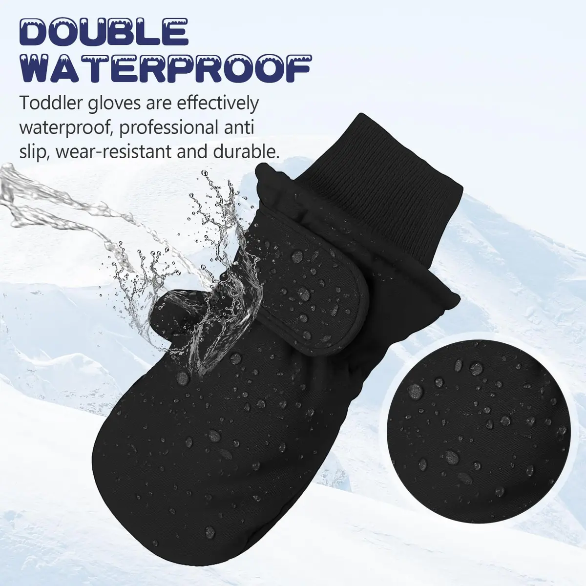 American Trends Toddler Snow Mittens for Boys & Girls, Waterproof Ski Mittens with 3M Thinsulate & Fleece Lining, Navy S (2-4 Years) - view 3