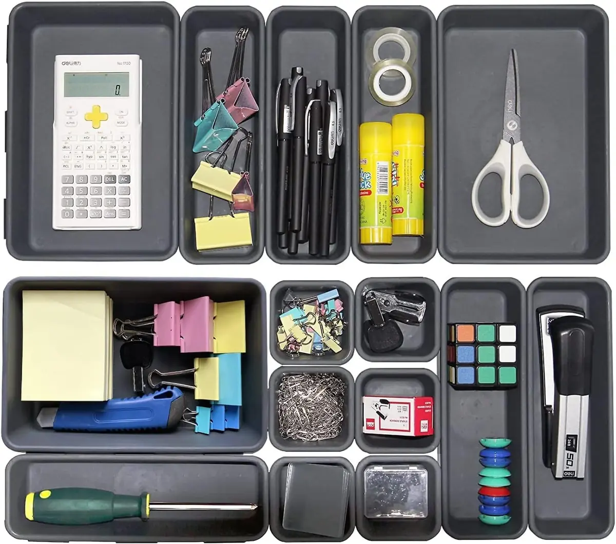 Kutesna 15PCS Interlocking Drawer Organizer Set | Plastic Desk Organizers for Office & Home - main product image