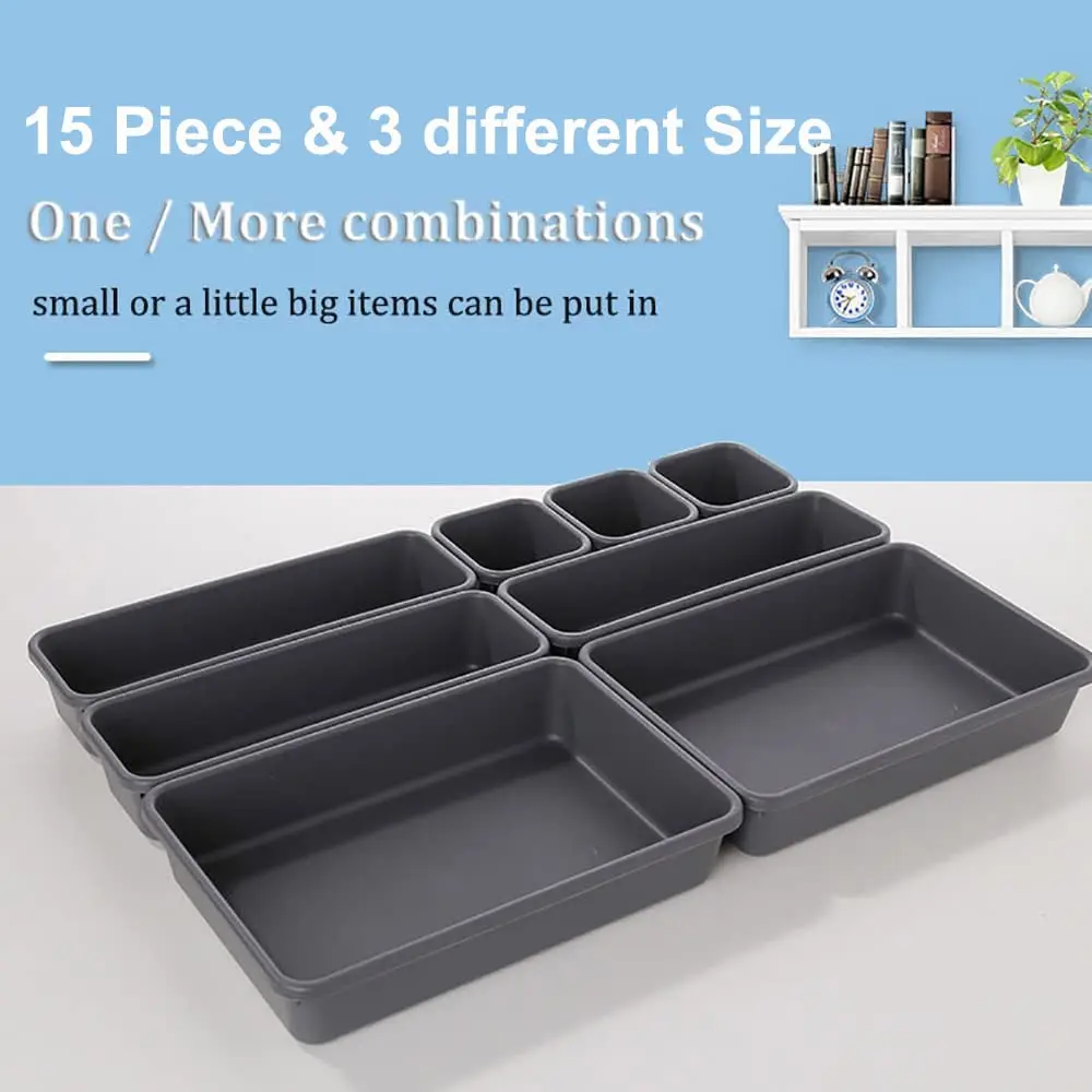 Kutesna 15PCS Interlocking Drawer Organizer Set | Plastic Desk Organizers for Office & Home - view 7