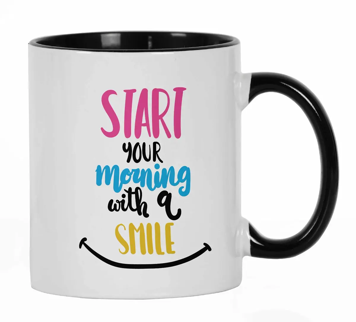 Inkdotpot Black Ceramic Coffee Mug 325ml (11 Oz) | Positive Quotes for Morning Smiles - main product image