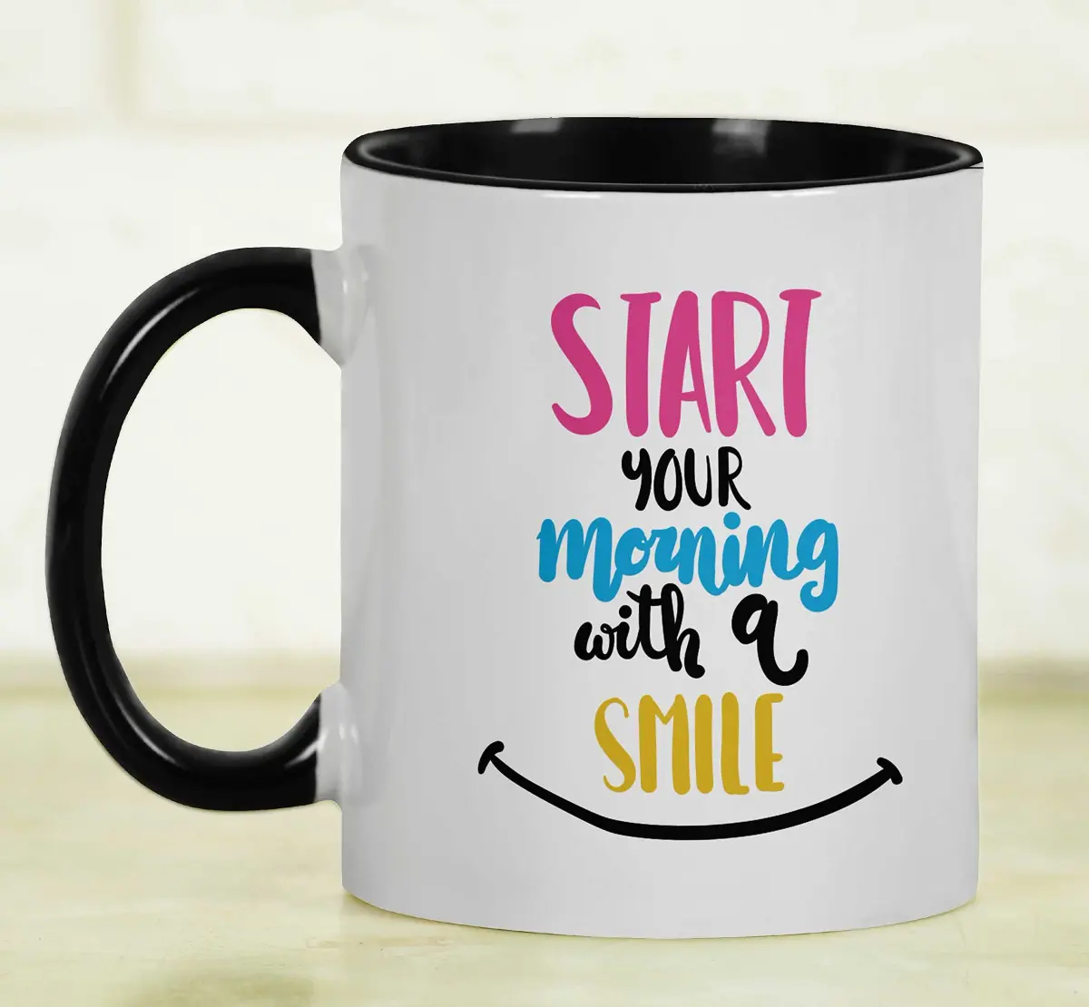 Inkdotpot Black Ceramic Coffee Mug 325ml (11 Oz) | Positive Quotes for Morning Smiles - view 6